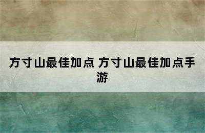 方寸山最佳加点 方寸山最佳加点手游